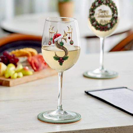 Merry Christmas - Personalized Family Wine Glass With Long Stem